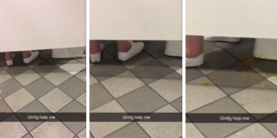Granny explodes all over toilet floor after too much spicy food