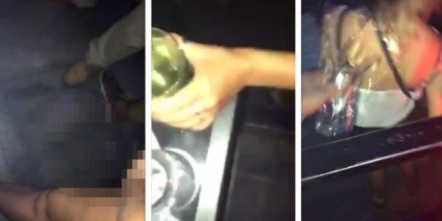 Girl pees in dudes glass and then gets instant does of karma