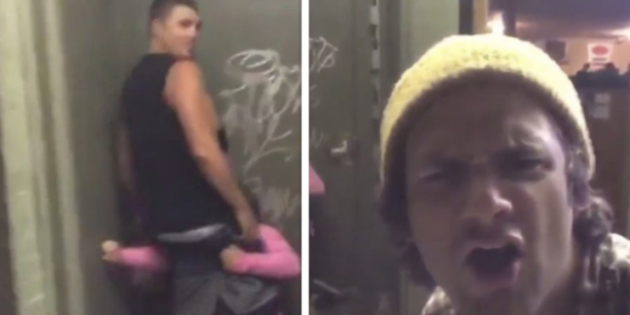 Dude stumbles across guy getting epic BJ in an alley