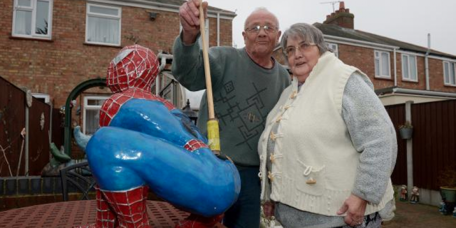 Ornamental Spiderman takes a rocket to the arse