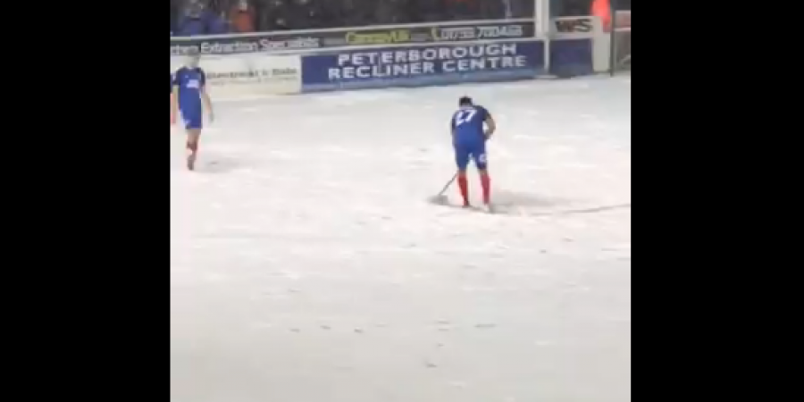 Peterborough players shovel snow to avoid match being abandoned