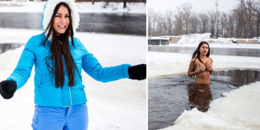 Woman claims skinny dipping in freezing cold water keeps her looking young