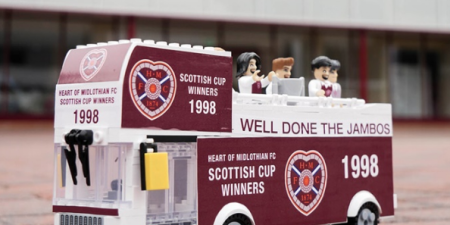 Hearts are selling LEGO parade buses to mark their 1998 Scottish Cup win