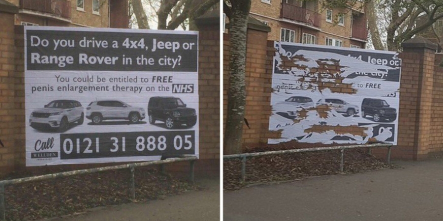 'Free penis enlargement therapy' offered to Birmingham 4x4 drivers