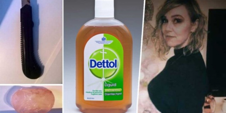 Woman cuts out her own breast implants using a decorators blade & a bottle of Dettol