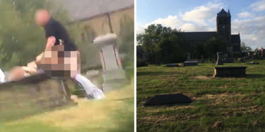 Couple caught shagging on gravestone in church cemetary