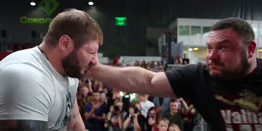 Russian's take part in the annual slapping contest