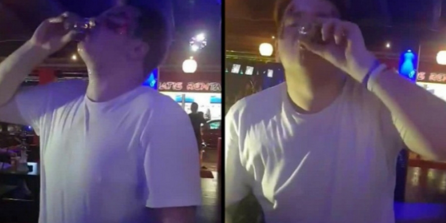 Dude downs 30 shots of Sambuca in one minute!