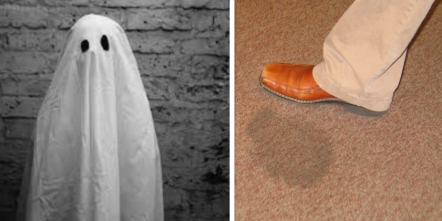 Woman finds wet patch in her hallway, assumes it's a spunking ghost