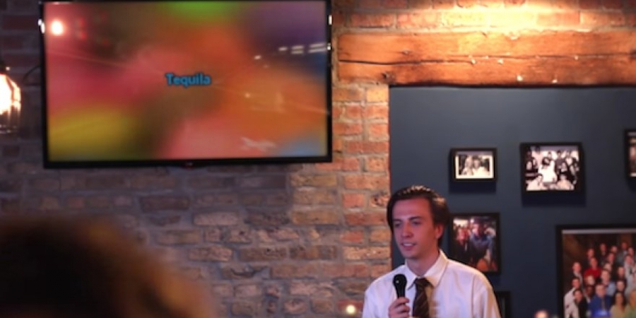 Dude shows up to a karaoke bar to sing 'Tequila'