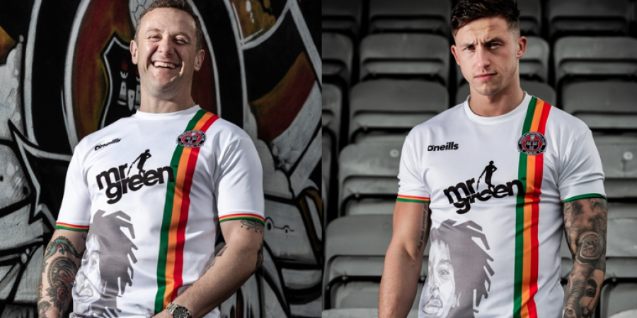 An Irish football club have put Bob Marley's face on their new away kit