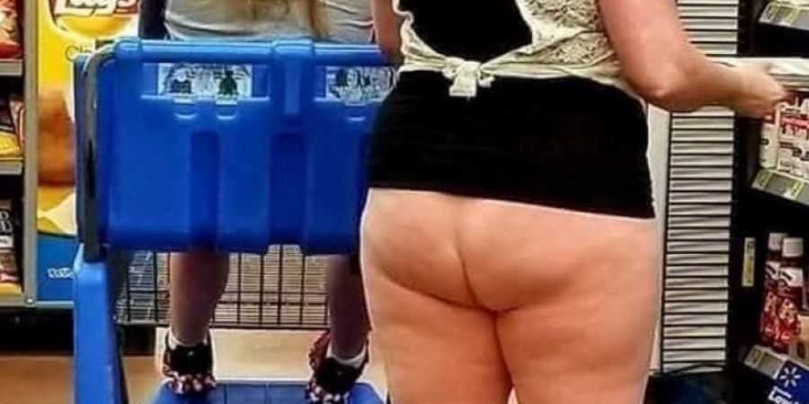 Woman goes to Tesco looking like she's got her bare ass out!