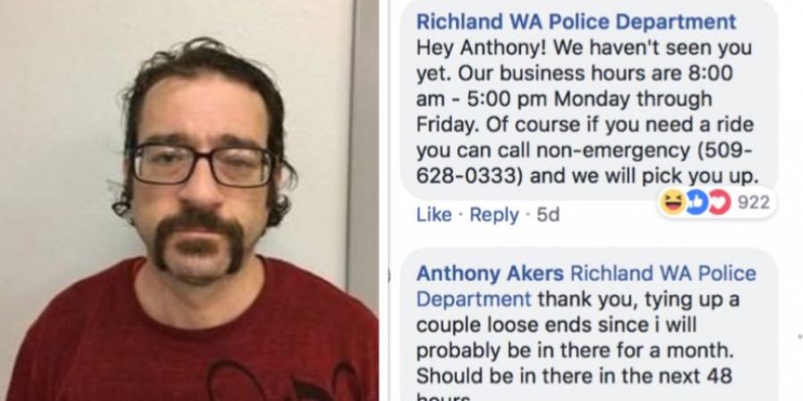 This dude responded to his own police wanted post on Facebook