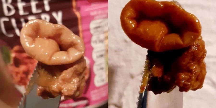 Dude reckons he found a cat's anus in his tin of beef curry
