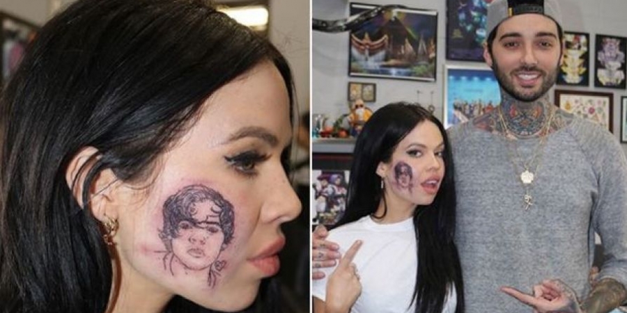Singer Kelsy Karter gets Harry Styles' face tattooed on her cheek