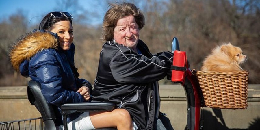 Model says she's NOT with her old 54-year-old mobility scooter-riding boyfriend for his money