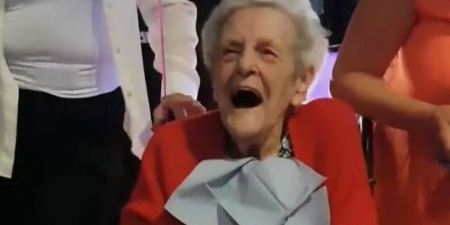 90-year-old in fits of laughter after being presented with jizzing penis cake