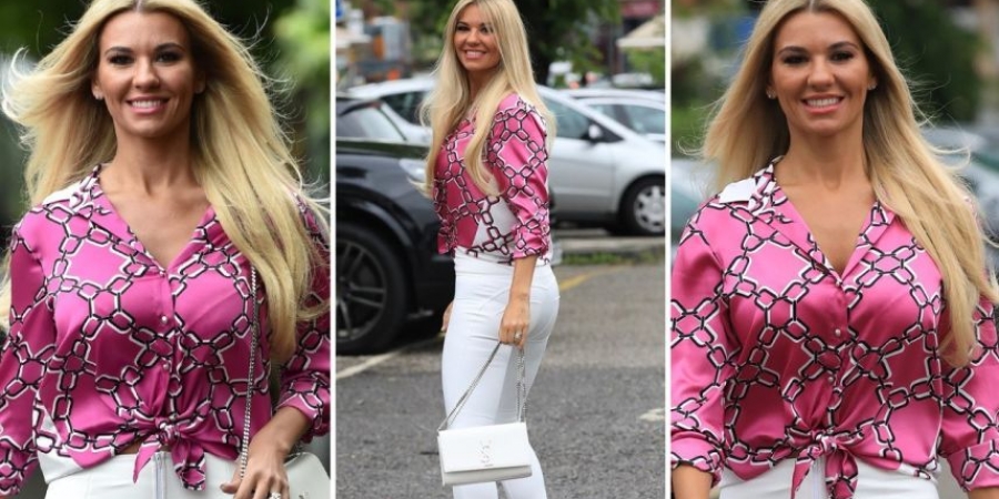 Christine McGuinness shows off whopper of a camel toe in white trousers