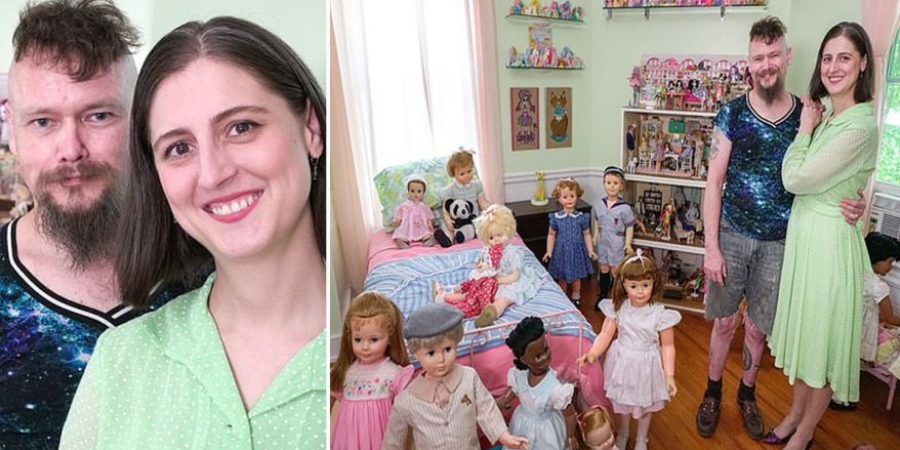 Weird couple live with 200 dolls they refer to as 'plastic children'