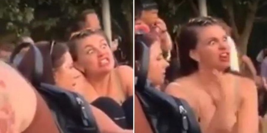 F**ked up festival girl can't seem to control her face!