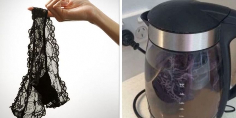 Woman cleans dirty knickers by boiling them in hotel kettle!