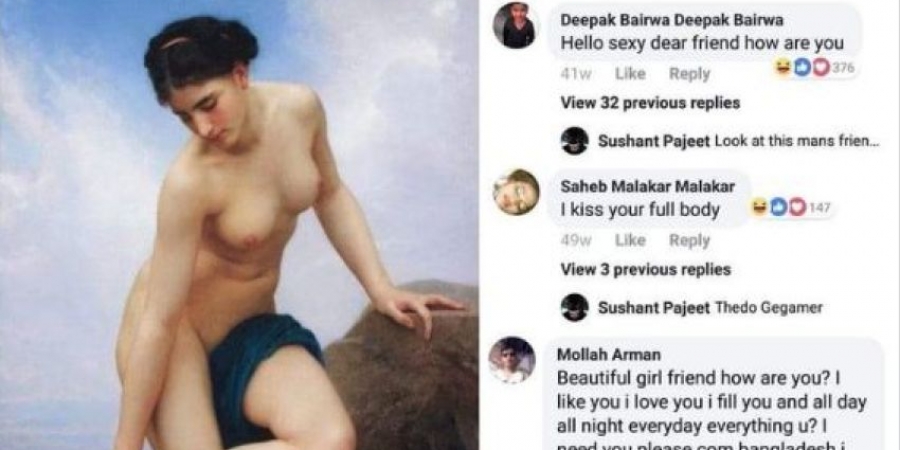 Desperate guys have been hitting on a painting of a naked woman on Facebook!