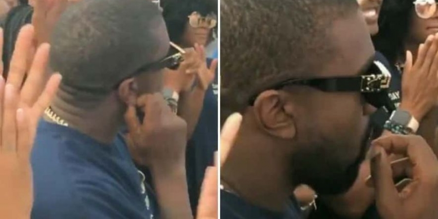 Kanye West caught picking his earwax & eating it during church service