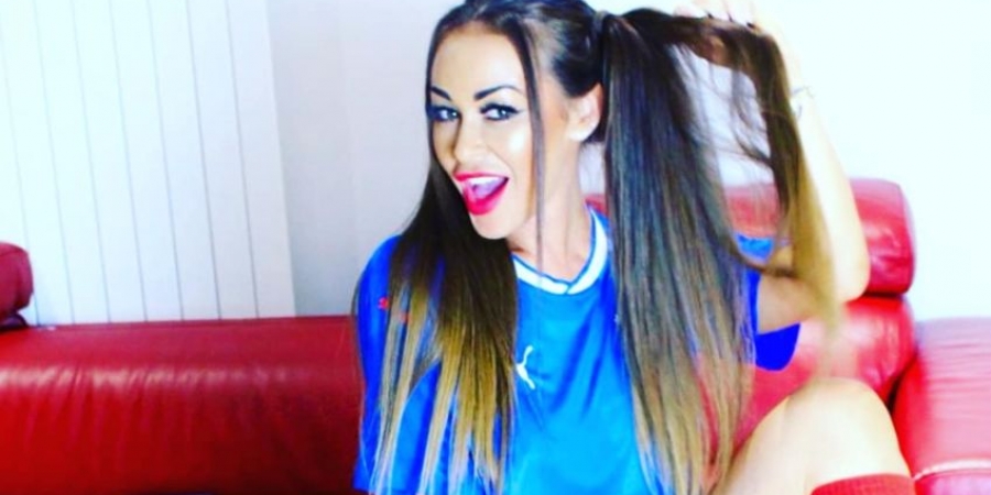 Rangers fan Amanda Rendall celebrates the Gers going to the top of the league