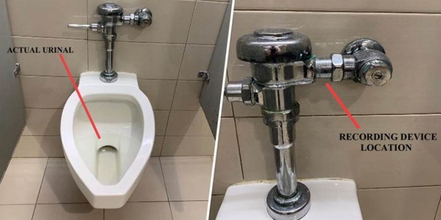 Employee at HR company discovers hidden camera taped to urinal