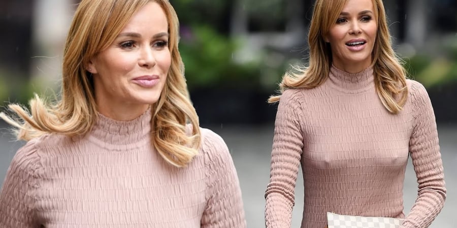 Amanda Holden â€˜forgetsâ€™ to wear a bra on a chilly day!